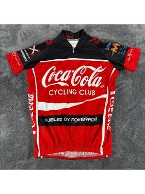 Vomax Coca Cola Cycling Club Bike Jersey Women Small USA Made Full Zip S Red VTG